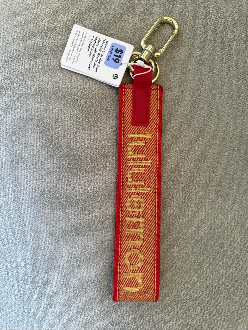 lululemon athletica Red and Gold Wristlet Key holder